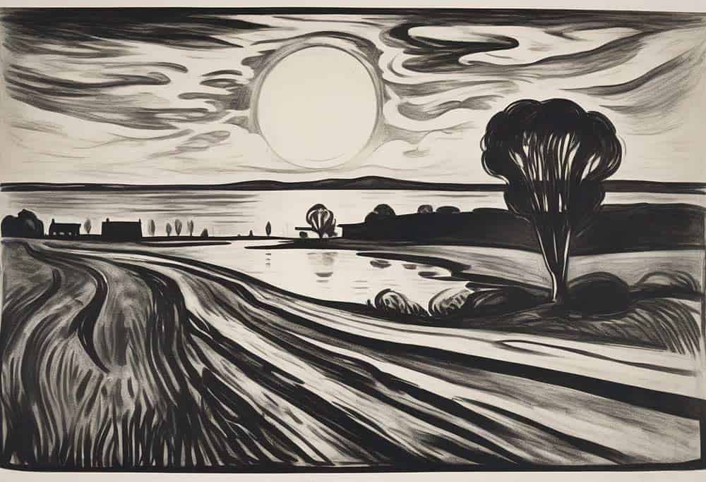 Lithografie einer Landschaft (NF)