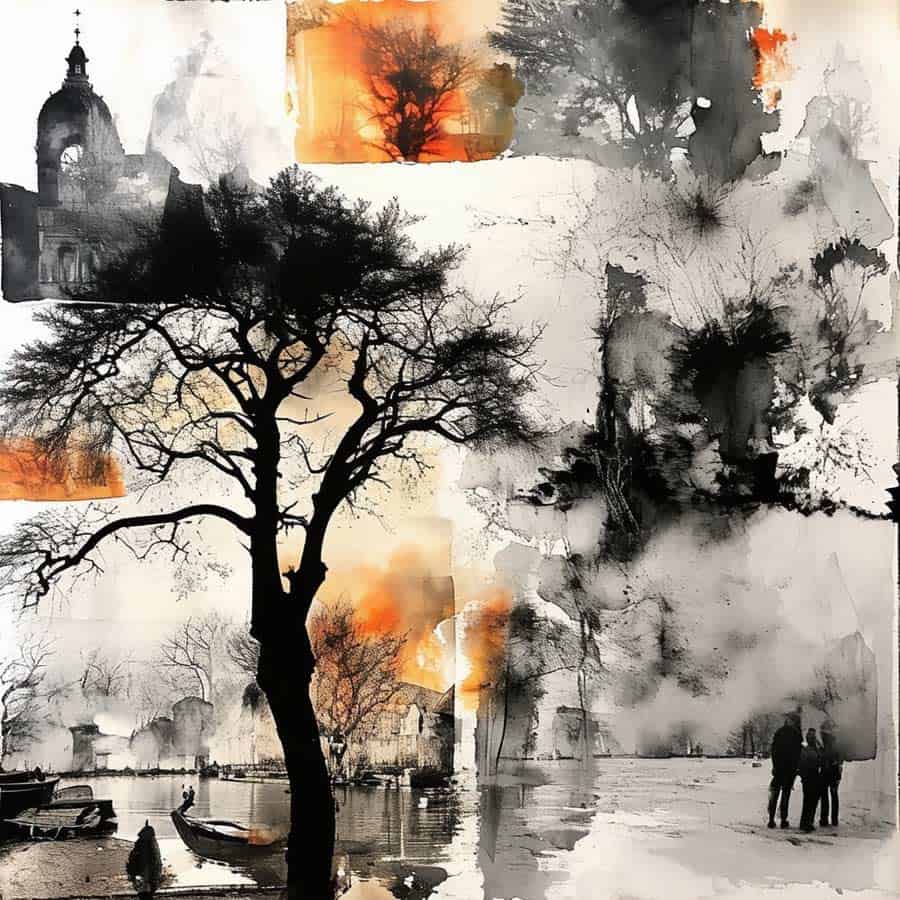 Tuschemalerei als Collage (NF)