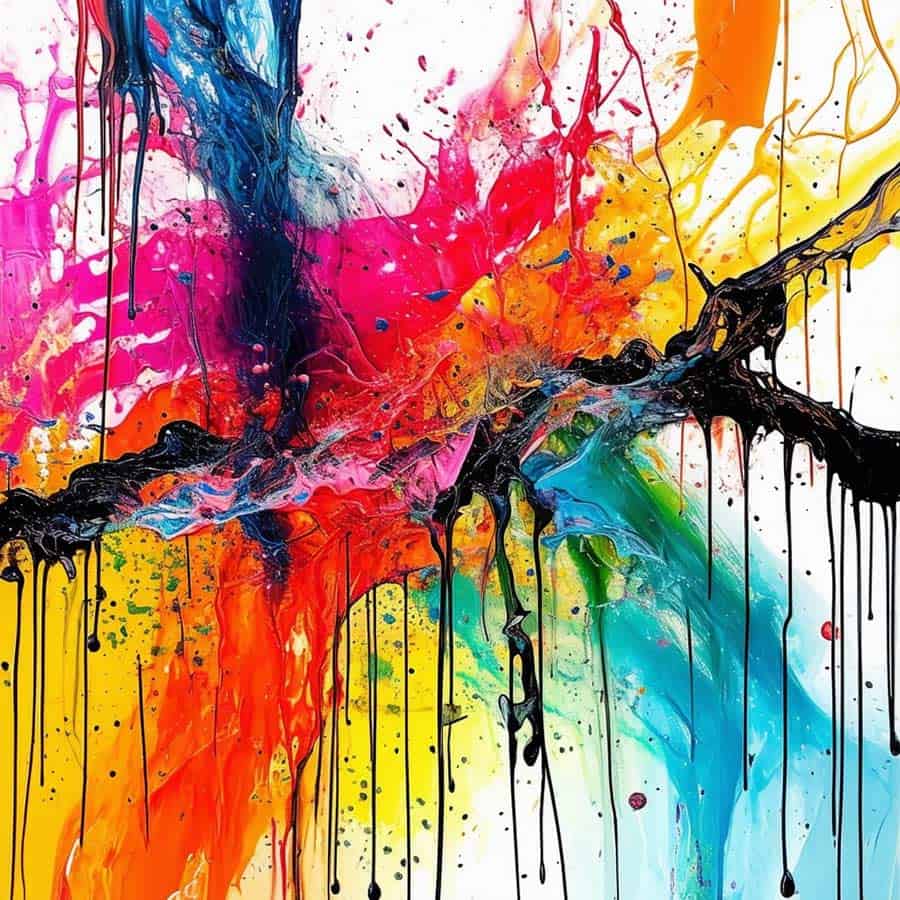 Bild im Stil der abstrakten Maltechnik Action Painting und Drip Paintings (NF)