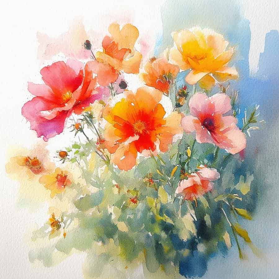 Blumenbild malen mit Aquarell (NF) Blumenbild malen mit Aquarell (NF)