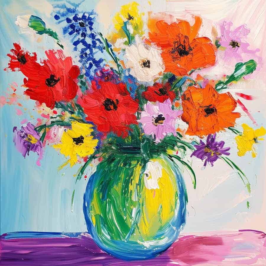 Blumen in einer Vase -gemalt mit Acrylfarben (NF)