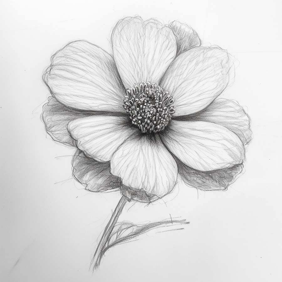 Blumenbild mit Bleistift als Skizze (NF) Blumenbild mit Bleistift als Skizze (NF)