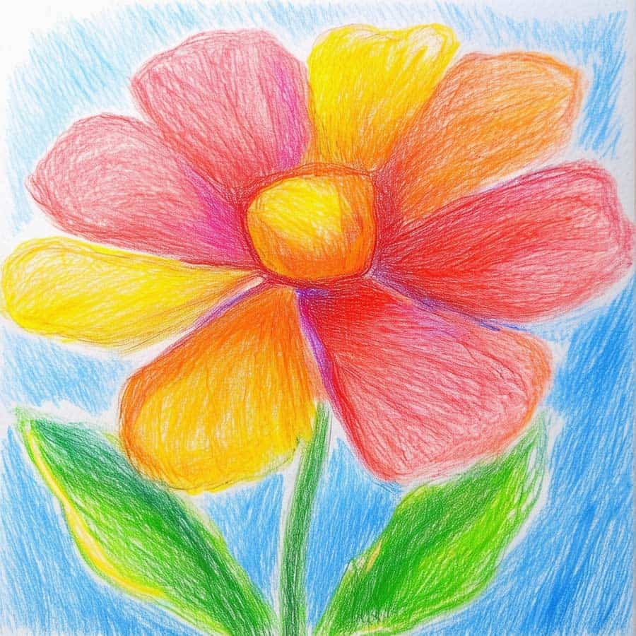 Kinder Blumenbild mit Buntstiften (NF) Kinder Blumenbild mit Buntstiften (NF)