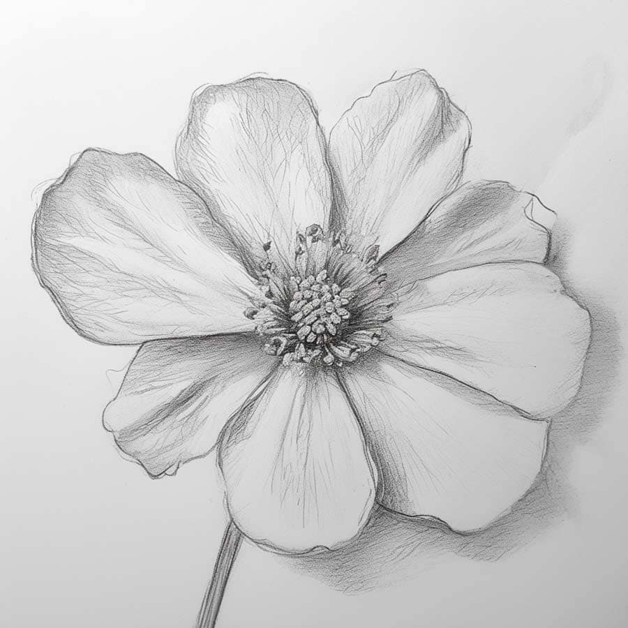 Eine Blume malen als einfache, erste Skizze mit Bleistift (NF) Eine Blume malen als einfache, erste Skizze mit Bleistift (NF)