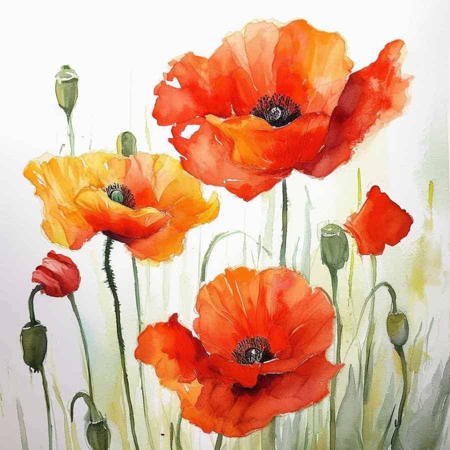 Aquarell Mohnblumen gemalt (NF)