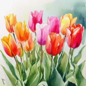 Mehr über den Artikel erfahren Aquarell Tulpen malen