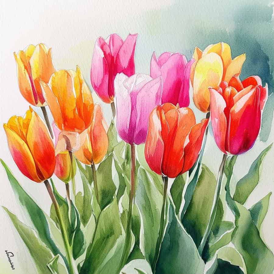 Tulpenbild malen mit Aquarell (NF)