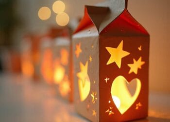 Gebastelte Laternen aus Milchtüten