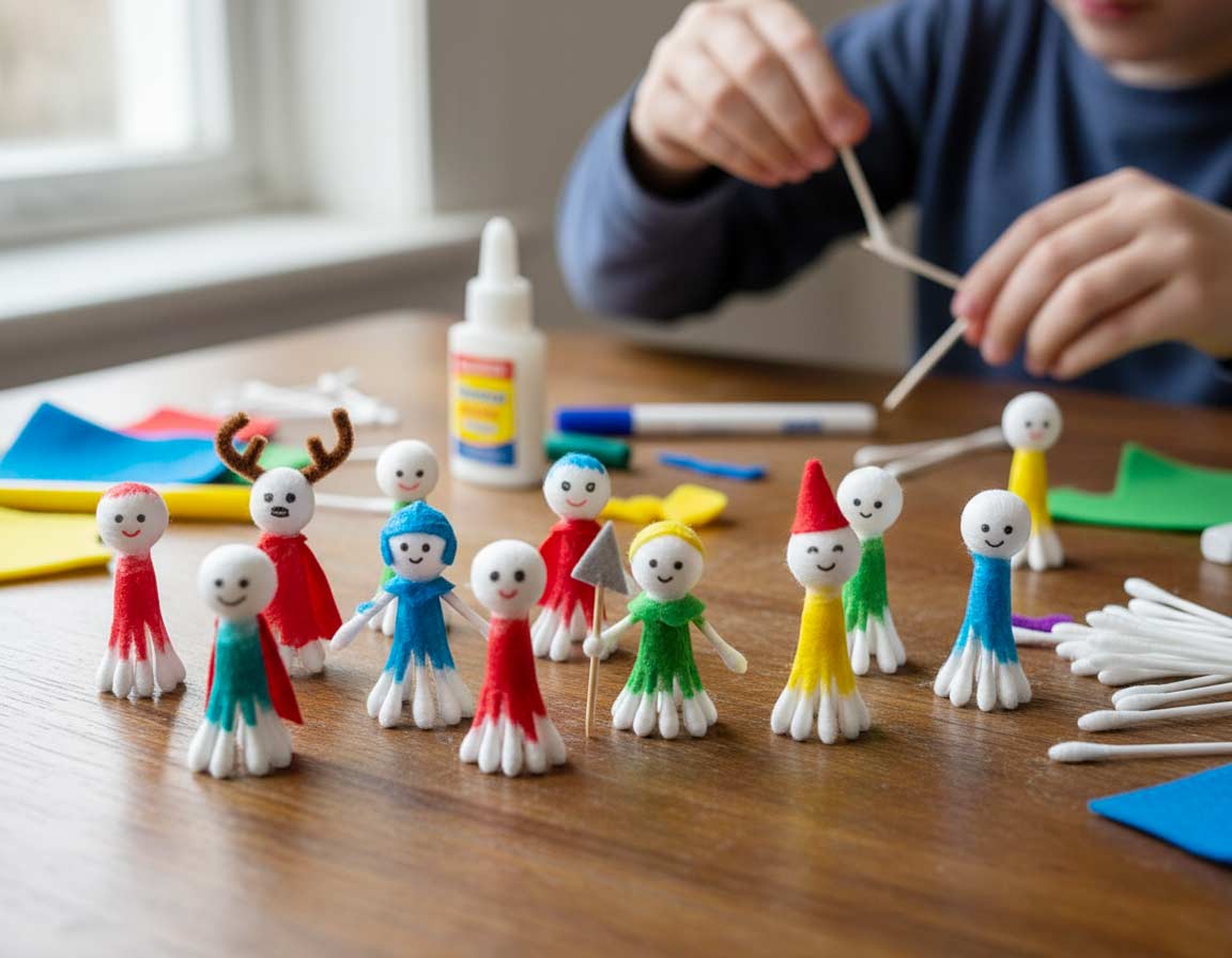 Figuren basteln mit Ohrstäbchen Figuren basteln mit Ohrstäbchen