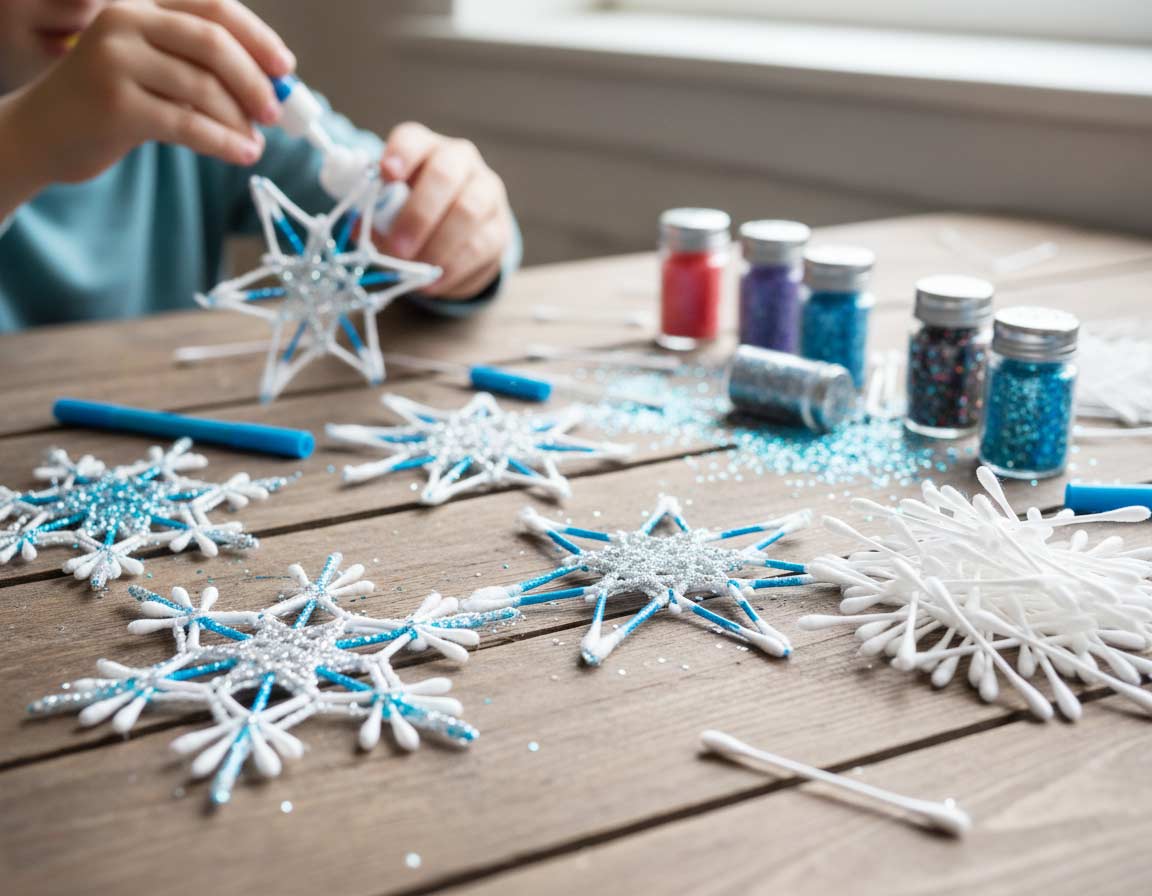 Sterne basteln mit Wattestäbchen Sterne basteln mit Wattestäbchen