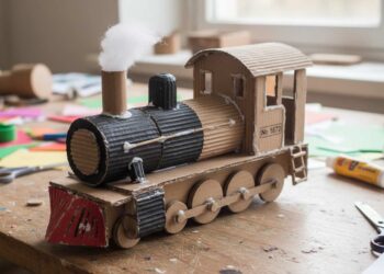 Dampflok basteln aus Karton