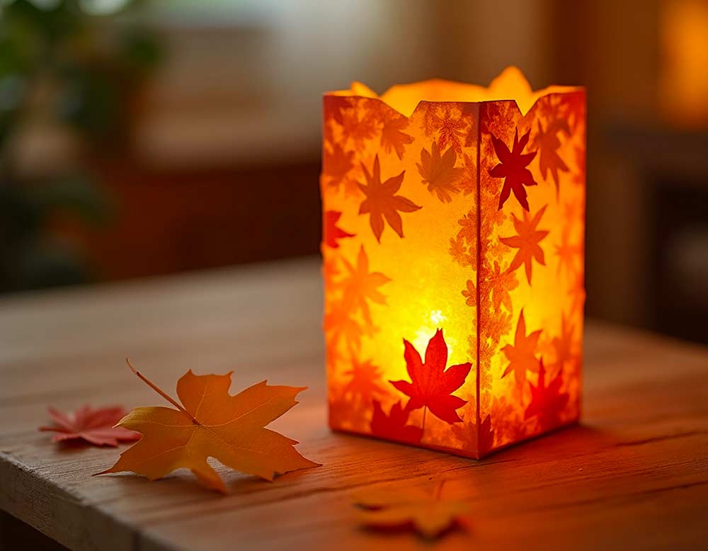 Einfache gebastelte Tischlaterne für den Herbst