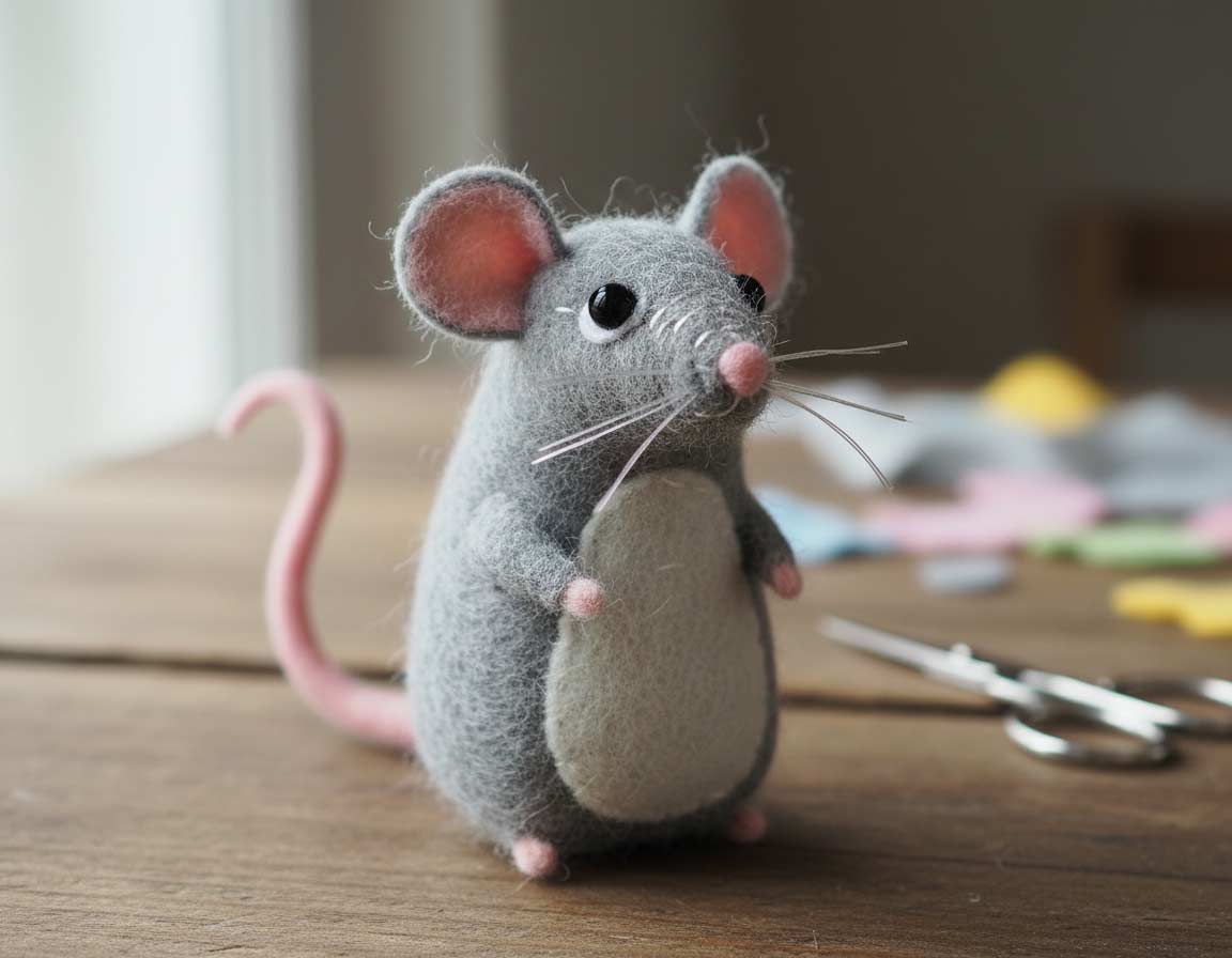 Gebastelte Maus aus Filz Gebastelte Maus aus Filz