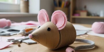 Maus basteln aus Pappe und Filz