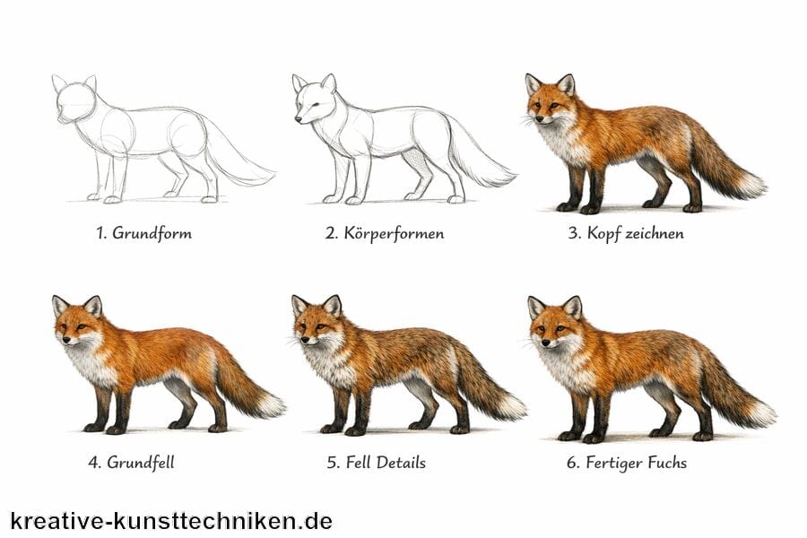 Verfeinere die Fellstruktur und Muster - Wie zeichnet man einen Fuchs?