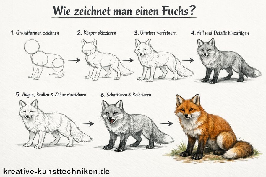 Füge Details wie Krallen und Zähne hinzu - Wie zeichnet man einen Fuchs?