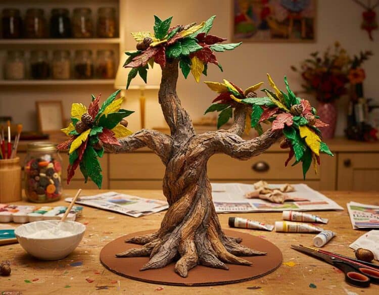 Baum aus Pappmache basteln