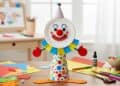 Clown basteln mit weißen Pappteller