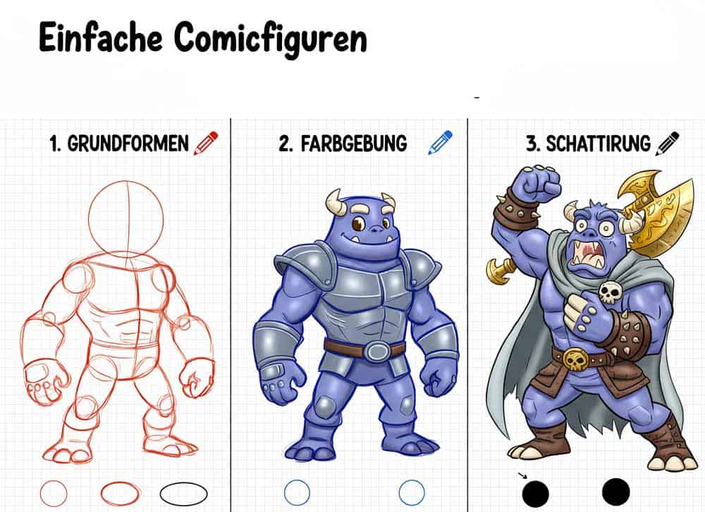 Du betrachtest gerade Einfache Comicfiguren zeichnen