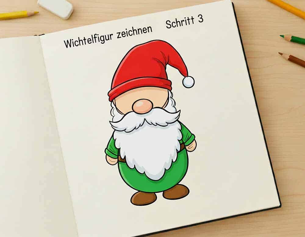 Wichtelfigur zeichnen - Schritt 3