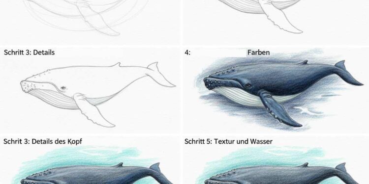 Buckelwal zeichnen – Anfängerleitfaden