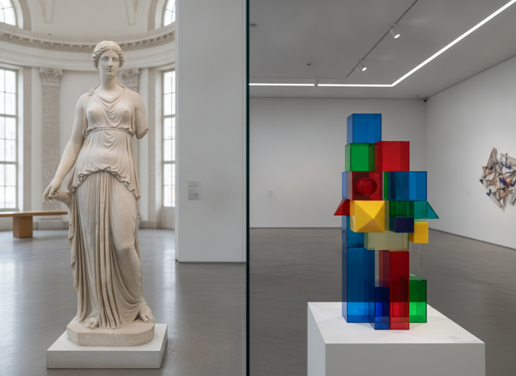 Unterschied zwischen Skulptur und Plastik – subtraktive Methode mit Meißel und Stein