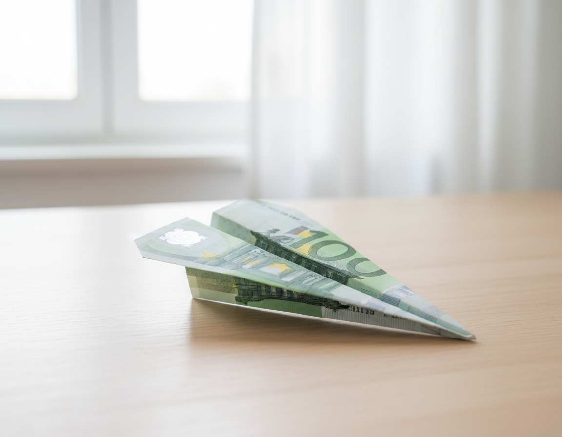 Flugzeug aus Geldschein fertig gefaltet Flugzeug aus Geldschein fertig gefaltet