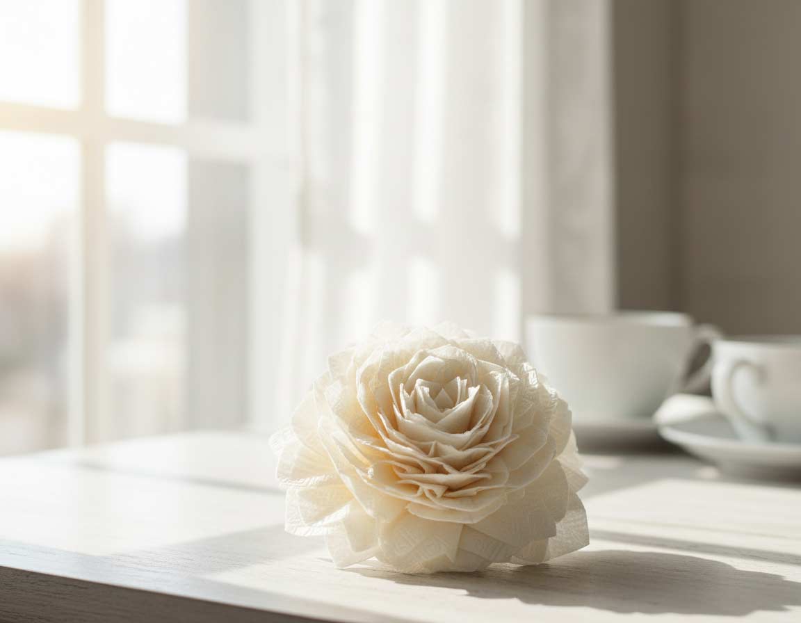 Fertige Blume aus einer Serviette Fertige Blume aus einer Serviette
