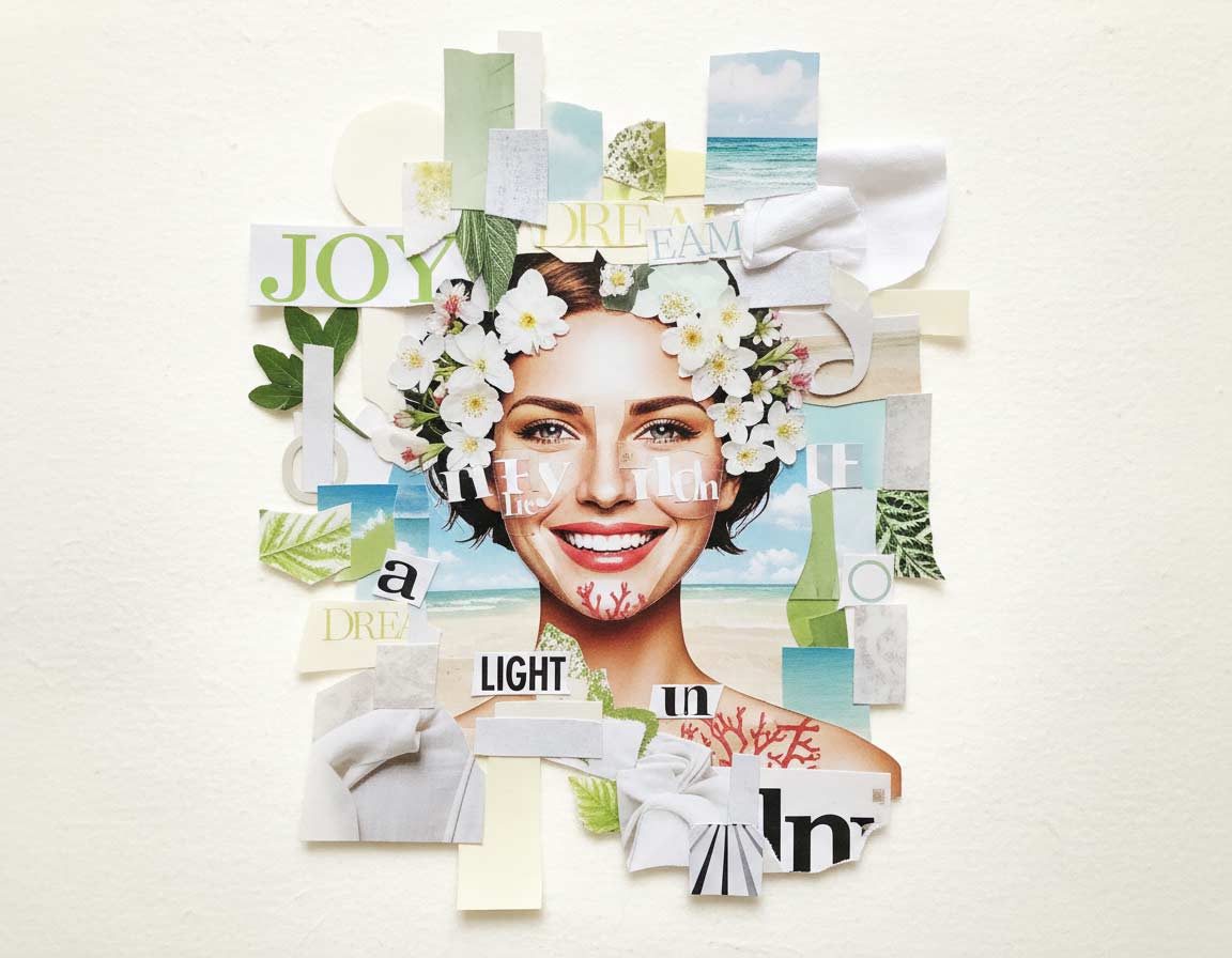 Collage aus Zeitschriftenschnipsel Collage aus Zeitschriftenschnipsel