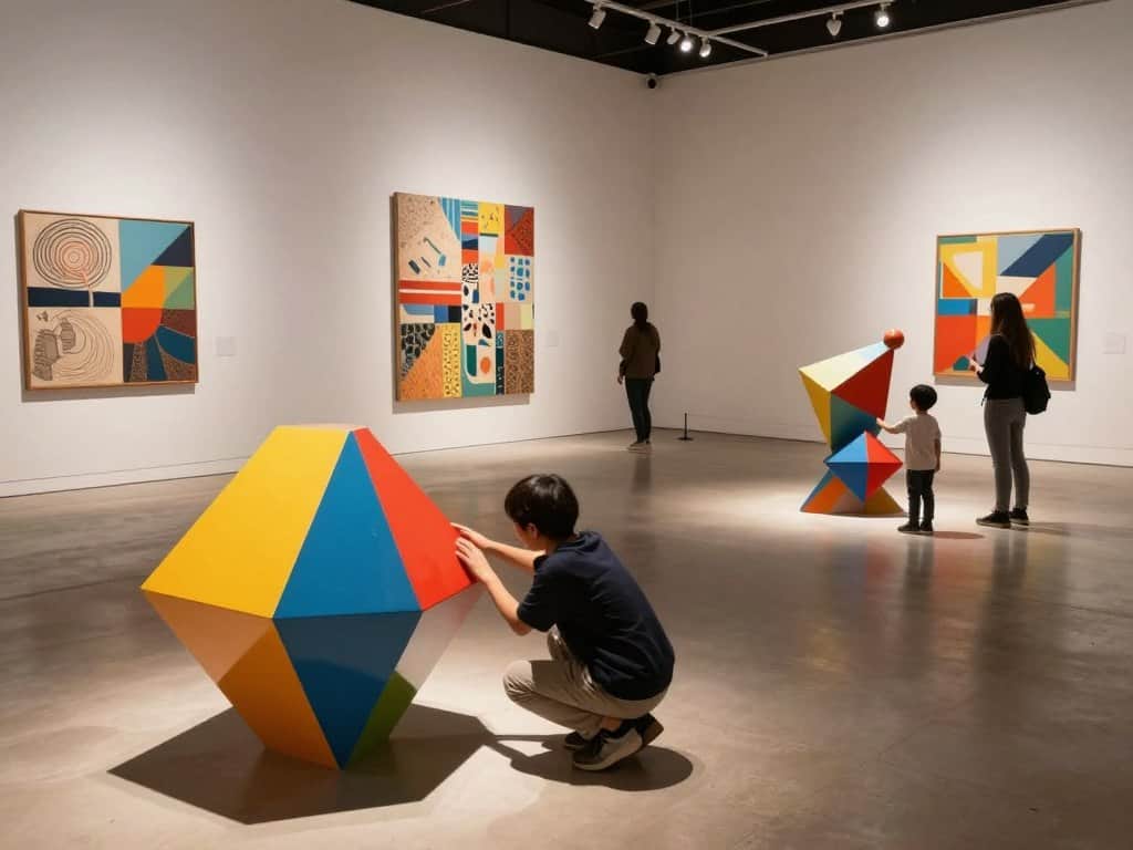 Moderne Kunstinstallation mit verschiedenen Materialien