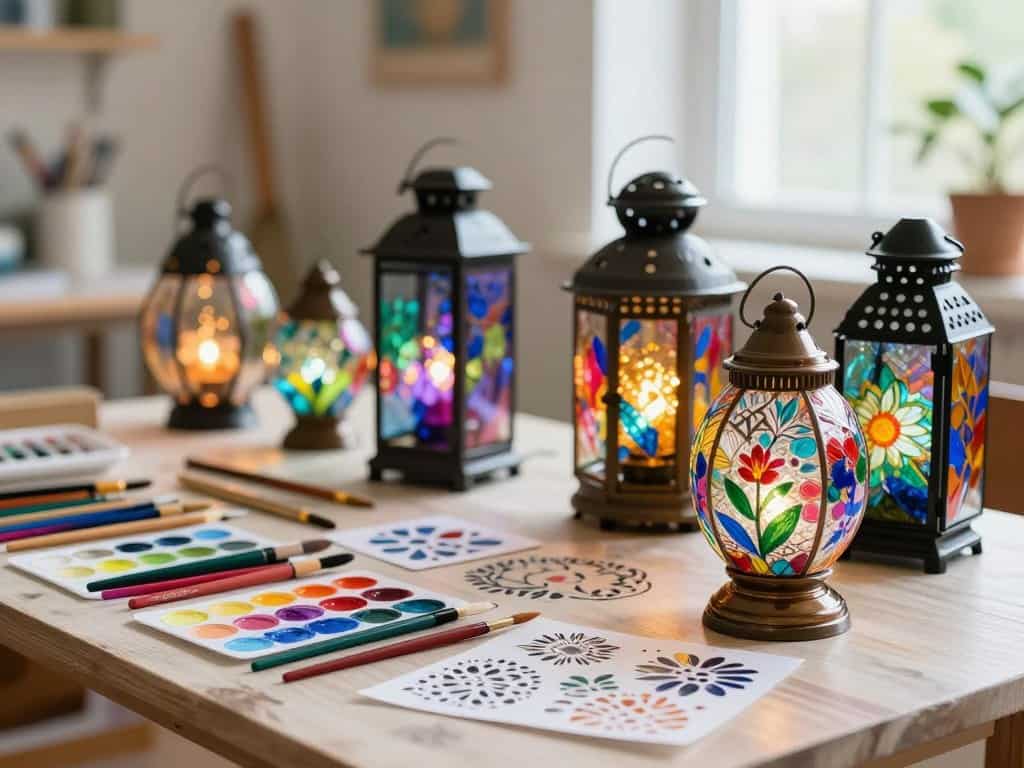 Windlicht Glas bemalen – Techniken mit Glasmalfarbe und Konturpaste