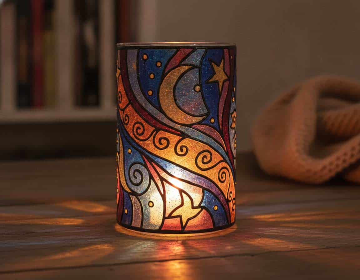 Selbstbemaltes Windlicht aus Glas Selbstbemaltes Windlicht aus Glas