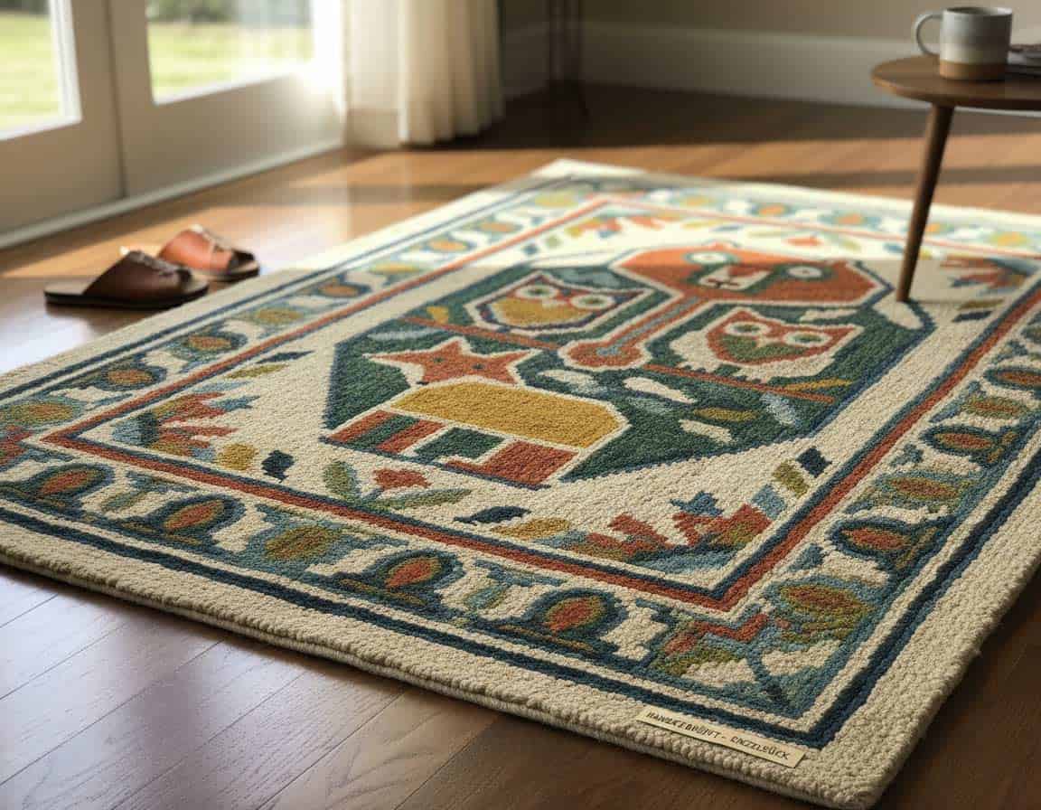 Selbst geknüpfter Teppich mit eigenem Naturmotiv Selbst geknüpfter Teppich mit eigenem Naturmotiv