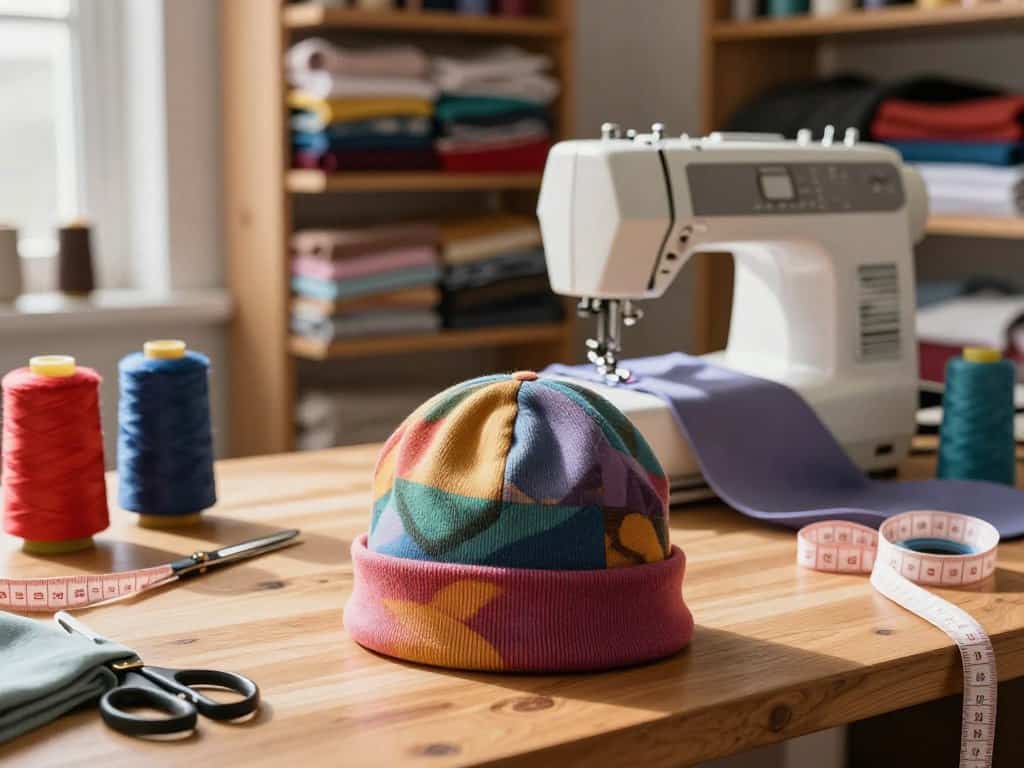 Beanie Mütze nähen – Jersey Stoff, Schnittmuster und Nähschritte