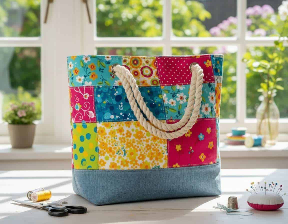 Bunter Shopper mit Boden einfach selber genäht Bunter Shopper mit Boden einfach selber genäht